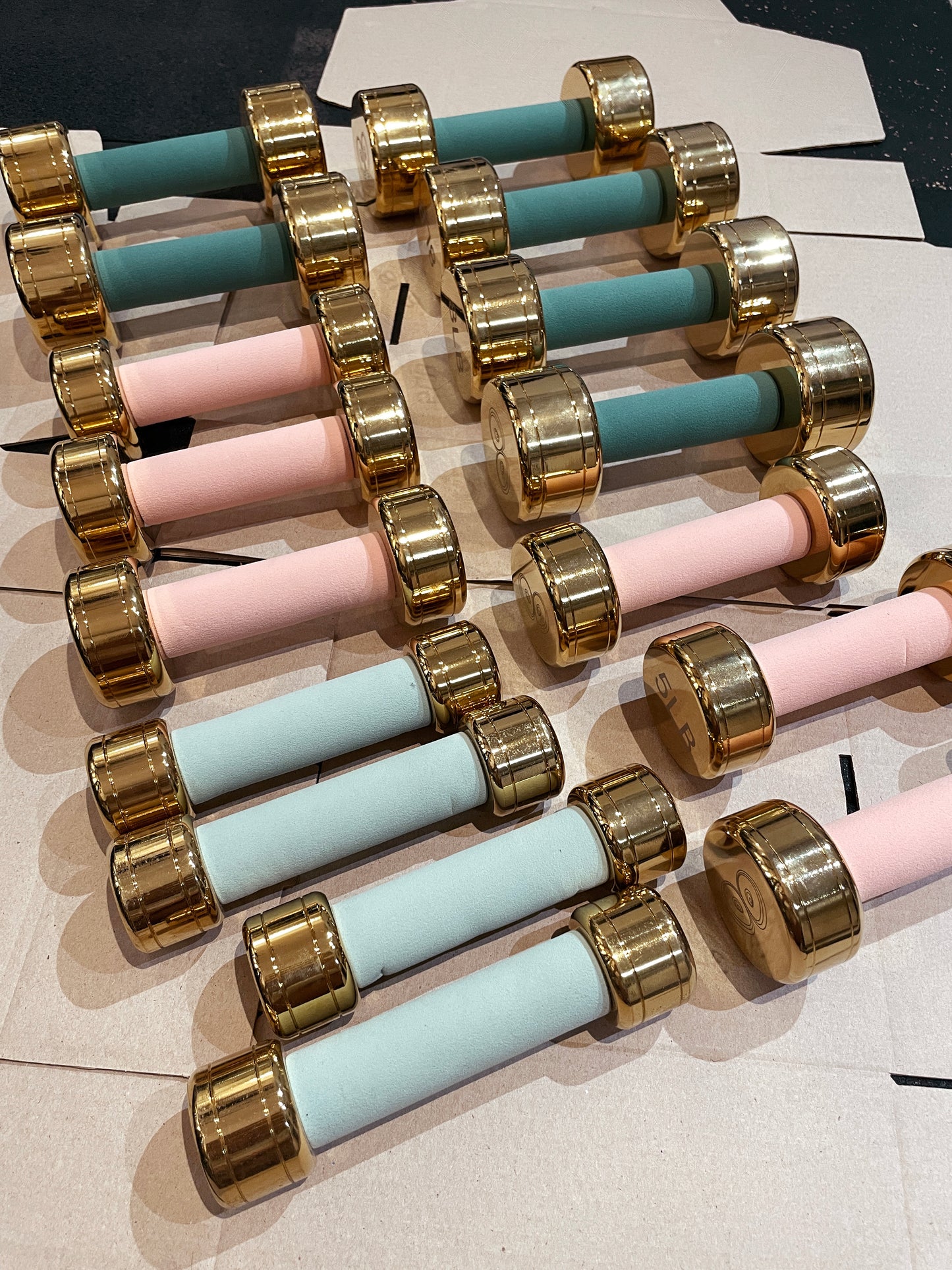 Gold Chrome Dumbbells (3-8 lbs.) - [SAMPLE SALE]